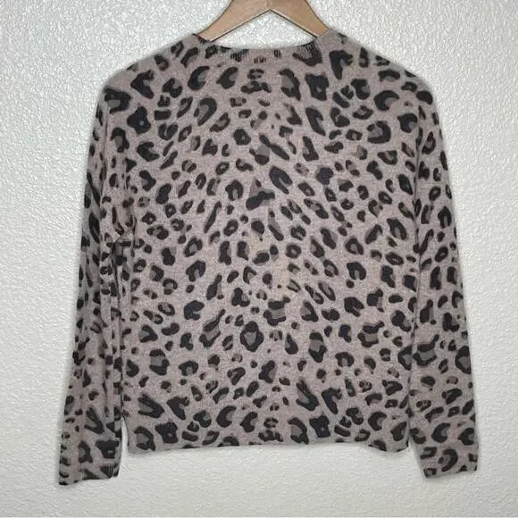 Magaschoni Cashmere Leopard Patterned Sweater Size S Crew Neck
